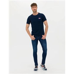 Lacivert Slim Fit Bisiklet Yaka Tişört