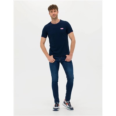 Lacivert Slim Fit Bisiklet Yaka Tişört