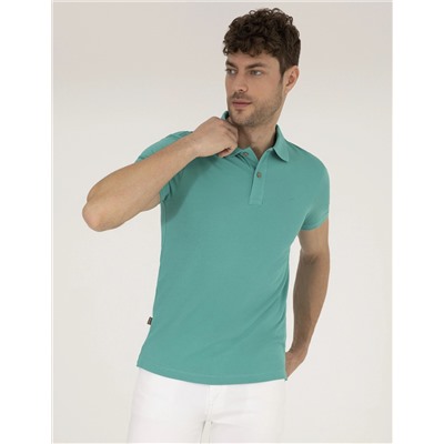 Yeşil Slim Fit Polo Yaka Basic Tişört