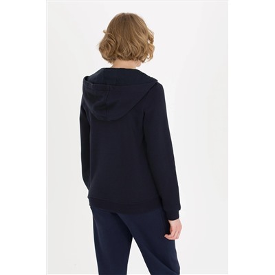 Kadın Lacivert Kapüşonlu Sweatshirt