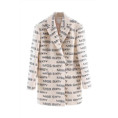 Abrigo de tweed Beige y negro