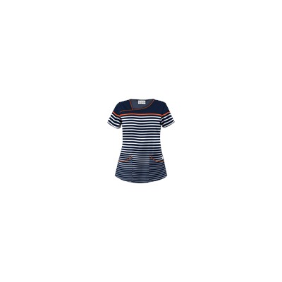 UA Sassy Stripes Navy Asymmetrical Scrub Top