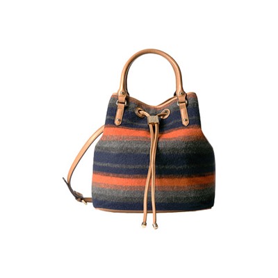 Hannah Drawstring Tote - Bold Stripe Wool