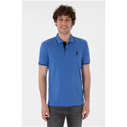 Erkek Slim Fit Polo Yaka İndigo Basic Tişört