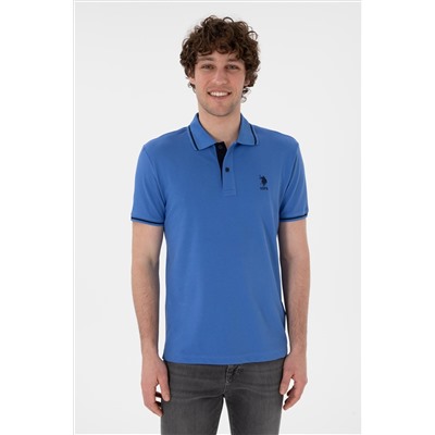 Erkek Slim Fit Polo Yaka İndigo Basic Tişört