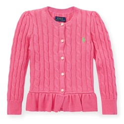 Girls 2-6x Cable Peplum Cotton Cardigan