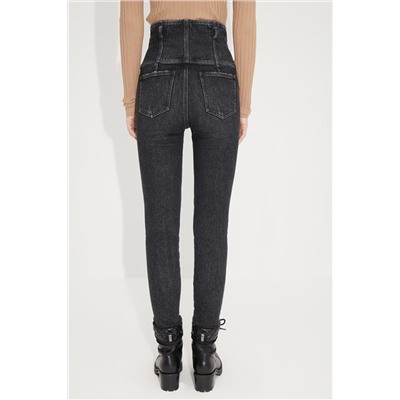 Vaquero skinny fit de tiro alto Negro