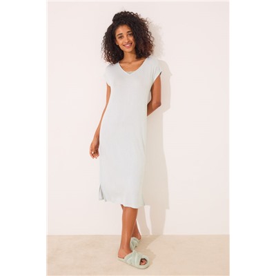 Camisón midi viscosa verde rayas