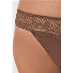 Tanga encaje cintura marrón