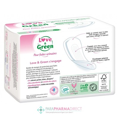 Love&Green Fuites Urinaires - Serviettes Hypoallergéniques - Extra x10