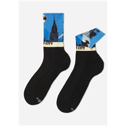 Kurze Herren-Baumwollsocken mit Batman-Print