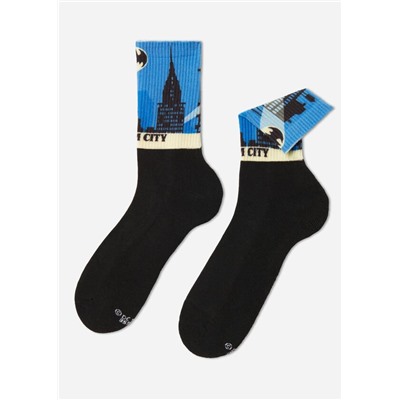 Kurze Herren-Baumwollsocken mit Batman-Print