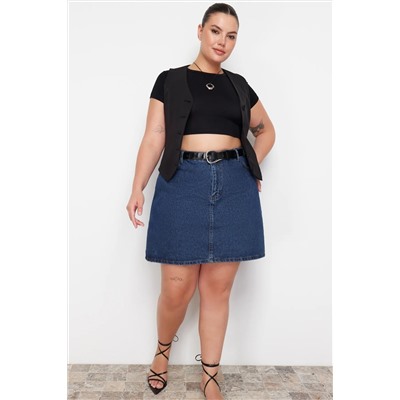 Mavi Yüksek Bel A Shape Denim Etek TBBAW23AZ00042