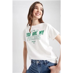 Defacto Regular Fit Bisiklet Yaka Baskılı Kısa Kollu %100 Pamuk Tişört Z0592AZ23SM