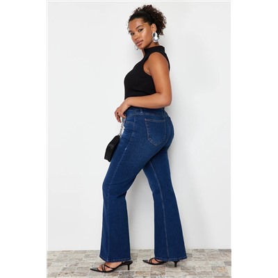 Mavi Yüksek Bel Comfort Dikiş Detaylı İspanyol Paça Flare Fit Jeans TBBSS24CJ00003