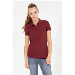 Kadın Vİşne Basic Polo Yaka Tişört