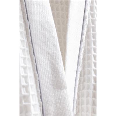 Pathier %100 Pamuk Kimono Unisex Bornoz - Beyaz/Gri