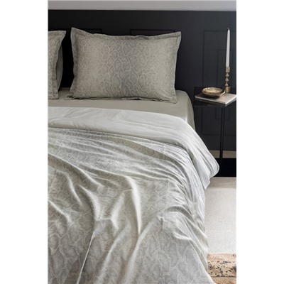 Elaine King Size %100 Pamuk Baskılı Saten Nevresim Takımı - Taş