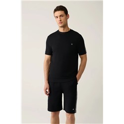 Avva, Erkek Siyah Soft Touch Bisiklet Yaka Baskılı T-shirt A41y1327