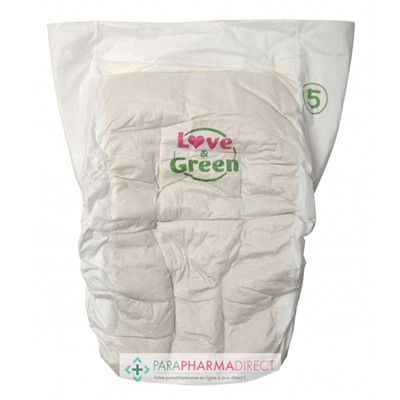 Love&Green Pure Nature - Couches Écologiques Non Blanchies - Taille 5 - 11 à 25kg - 33 couches