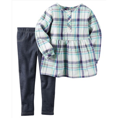 2-Piece Poplin Top & Jegging Set