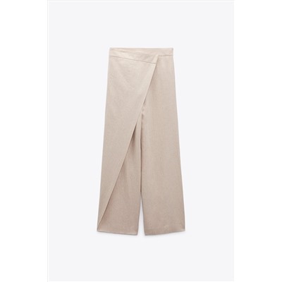 LINEN BLEND PAREO-STYLE TROUSERS