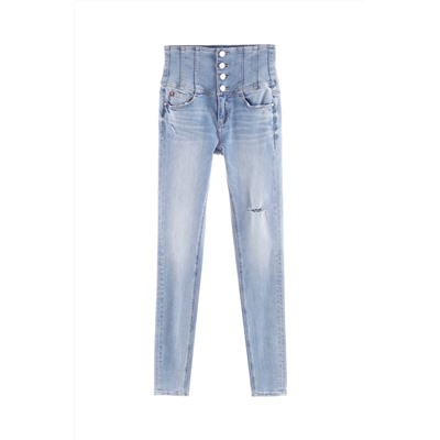 Vaquero skinny fit de tiro alto Azul