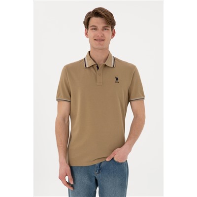 Erkek Regular Fit Polo Yaka Haki Basic Tişört