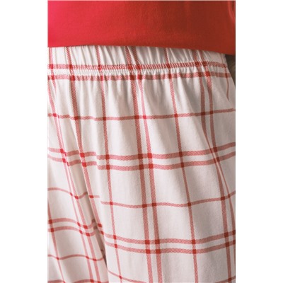 Pijama largo 100% algodón cuadros rojo Snoopy