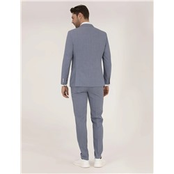 Mavi Çizgili Ekstra Slim Fit Yün Takım Elbise