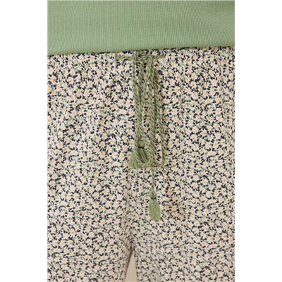 Pijama largo algodón canalé verde