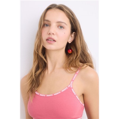 Sujetador top algodón copas extraíbles rosa