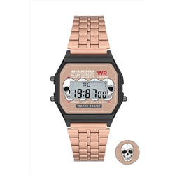 Aqua Di Polo 1987, Unisex Rose Gold Retro Kurukafa Desenli Dijital Kol Saati Apwa065700