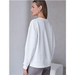 Свободный свитшот с принтом и разрезами из эластичного футера двухнитки без начеса