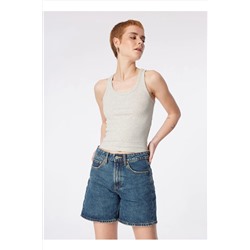 Lee, U Yaka Gri Kadın T-Shirt L241615036-Kolsuz T-shirt