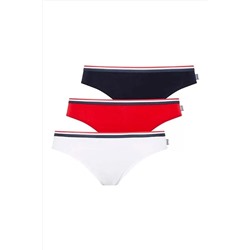 U.S. Polo Assn.U.S. Polo Assn. Kadın Beyaz - Lacivert - Kırmızı 3 Lü Slip