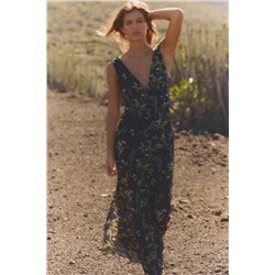 LONG FLORAL TULLE DRESS
