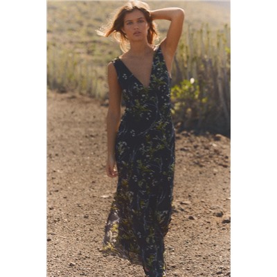 LONG FLORAL TULLE DRESS