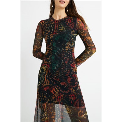 Vestido slim midi mariposas