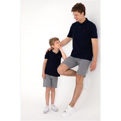 Erkek Regular Fit Polo Yaka Lacivert Basic Tişört