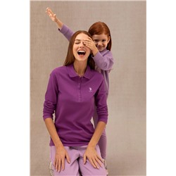 Kadın Violet Basic Polo Yaka Sweatshirt