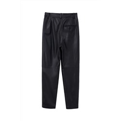 Pantalón recto de piel Negro
