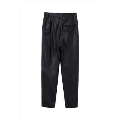 Pantalón recto de piel Negro