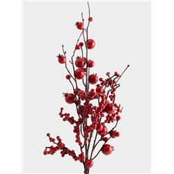 Ветка декоративная, 60 см, пластик/пенопласт, Красные ягоды, Interior bright
