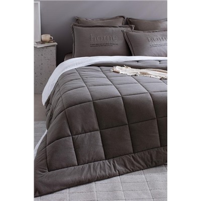 Bobigny Çift Kişilik Pamuklu SuperSoft Comforter Set - Antrasit