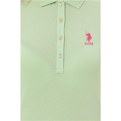 Kadın Mint Basic Polo Yaka Tişört