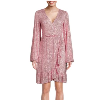 Bebe Wrap Sequin Mini Dress