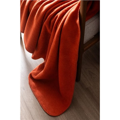Plain Pamuklu Jakar Tv Battaniye - Kiremit - 130x170 cm