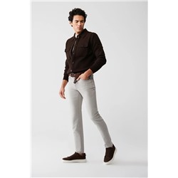 Avva Erkek Açık Gri Eskitme Yıkamalı Likralı Slim Fit Jean Pantolon E003512