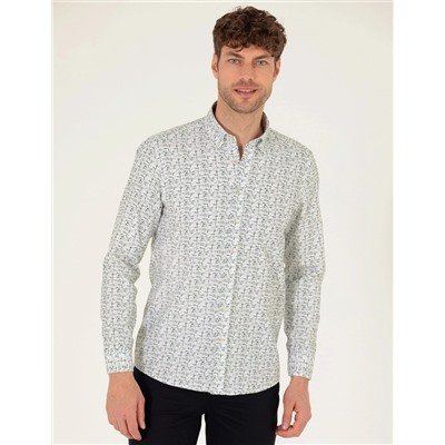 Haki Slim Fit Uzun Kollu Gömlek